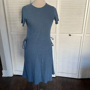 Theory Atmos Light Vormond Dress Tie Waist Blue mini dress short sleeve small